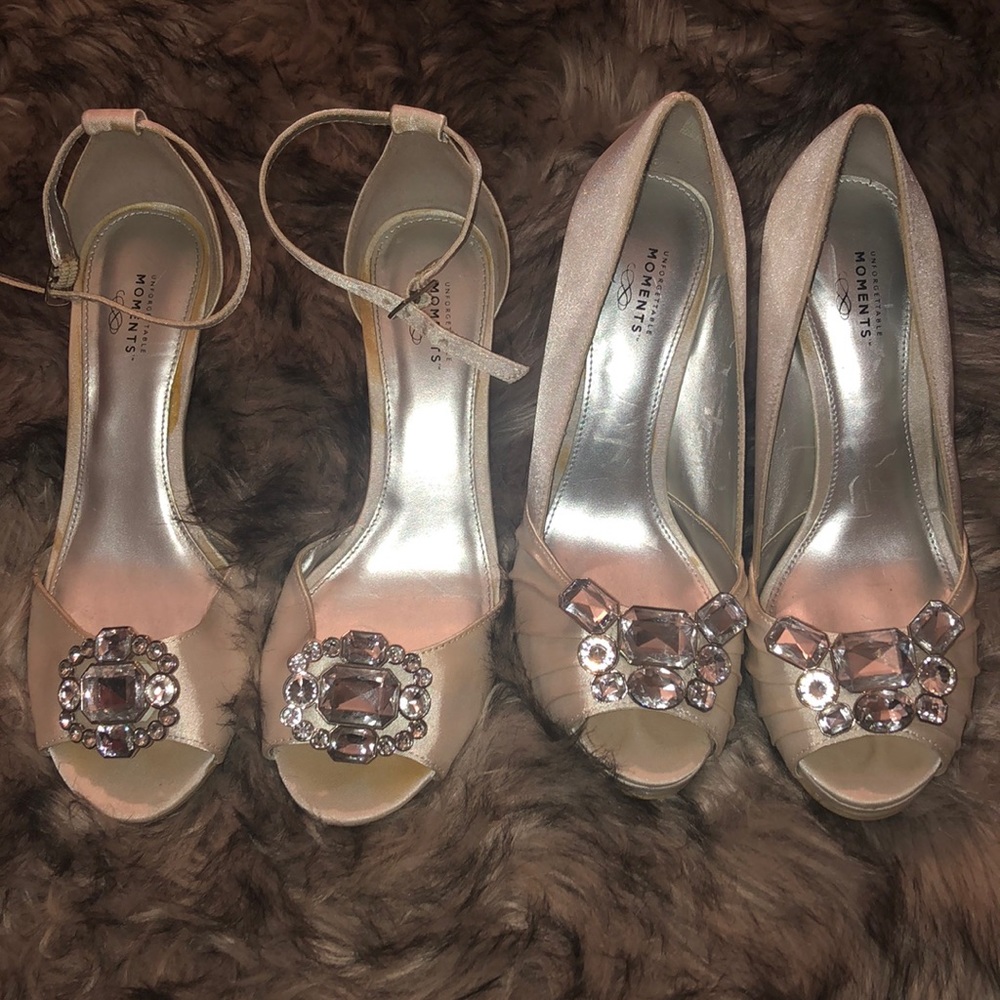 White with silver bling heels